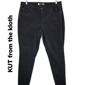 KUT from the kloth High Rise Diana Fab Ab Skinny Black  Corduroy Pants Sz 14W